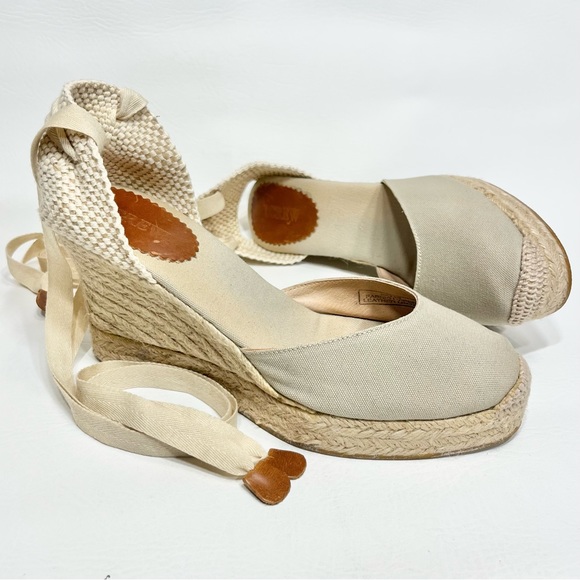J. Crew Shoes - J. Crew Sardinia Espadrille Wedge Heels Gray Beige Size 10